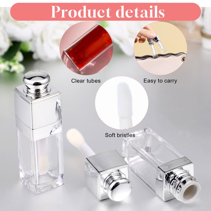 Qulkws 2 Pcs 8ml Empty Lip Gloss Tubes Clear Lip Gloss Tubes with Wand Clear Refillable Lips Balm Bottles Mini Lipstick Containers Refillable Lips Balm Glosses Containers for DIY Makeup - Image 3
